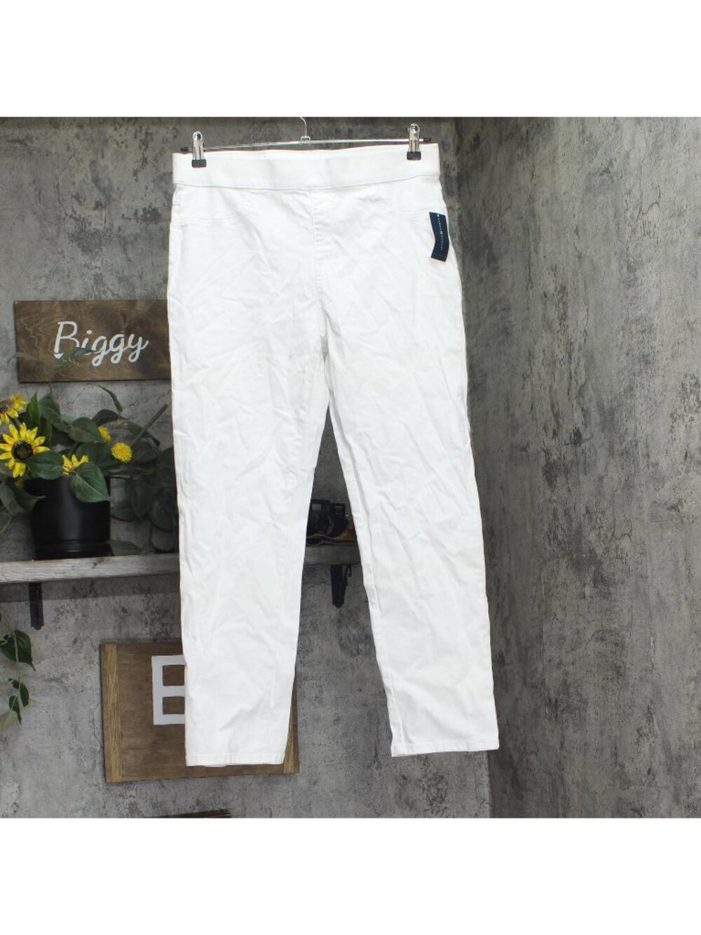 Karen Scott Womens Pull-On Denim Pants 100140895MS White M